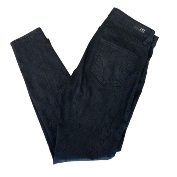 Kut From the Kloth Mia Ankle Toothpick Skinny Black Snakeskin Jeans - Size 10 - Picture 1 of 7